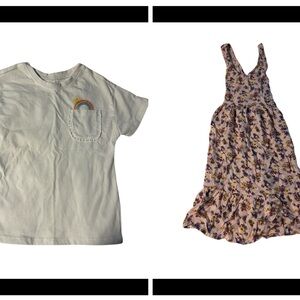 Madden Girl Floral Patterned Fabric and cute rainbow pocket tee size 5